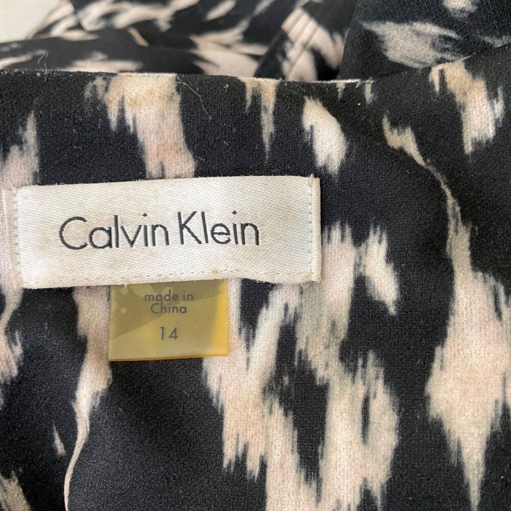 Calvin Klein Animal Print Bell Sleeve Sheath Dress Womens Size 14 Career office - Picture 3 of 9